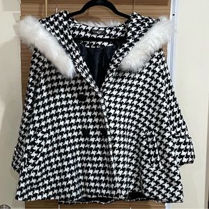 Swing Mod Coat Houndstooth print faux fur coat